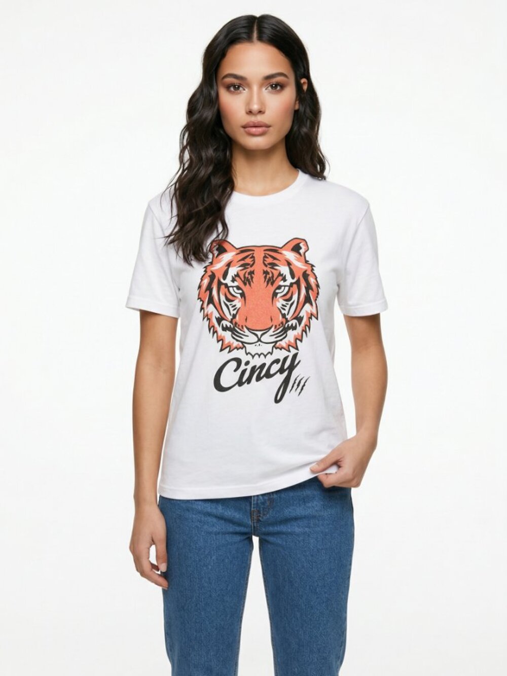 Cincinnati Cincy Bengals White T-shirt Women's Size Medium M Next Level Apparel
